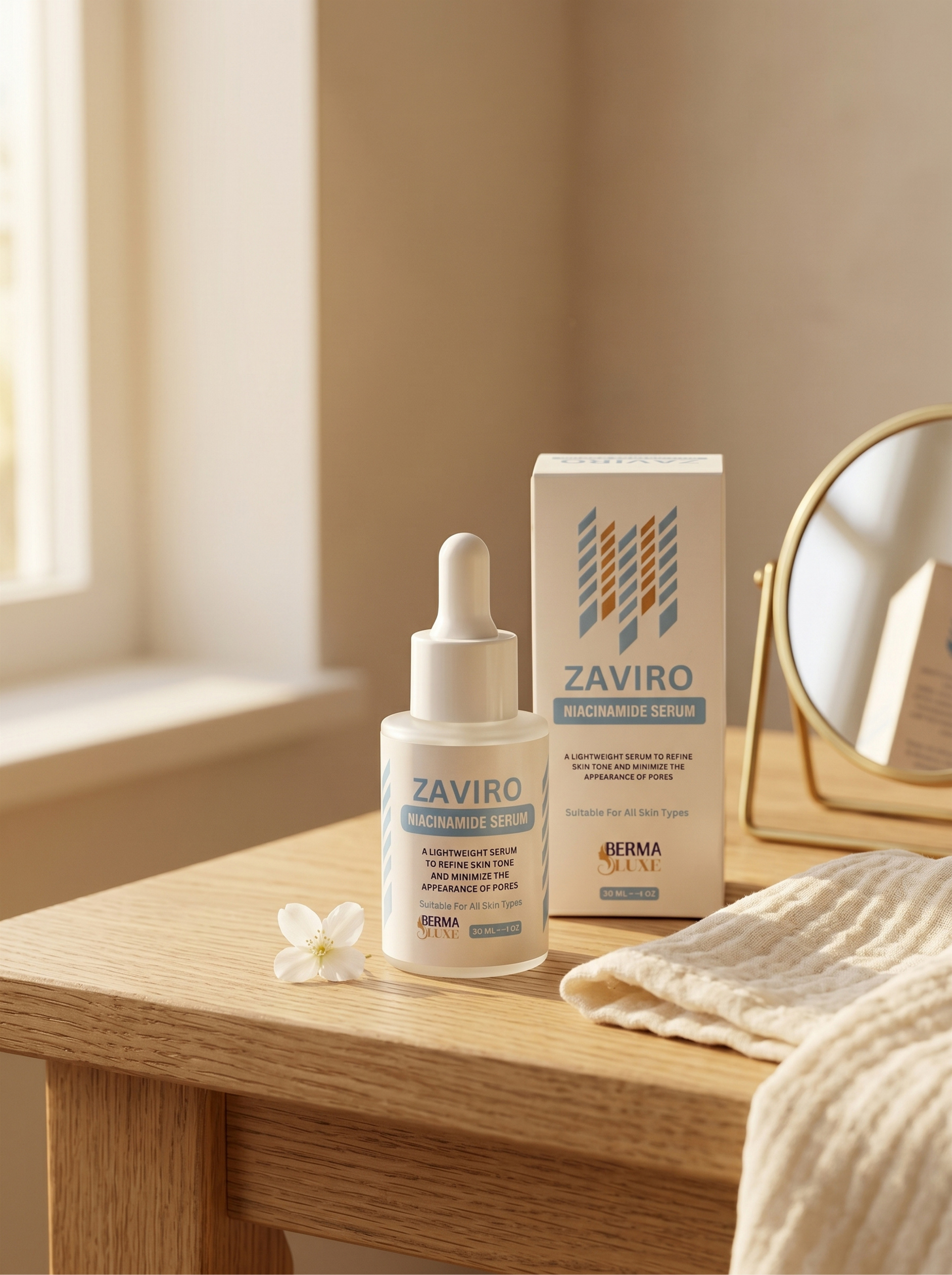 ZAVIRO Niacinamide Serum 30ml – Refine Skin Tone & Minimize Pores | All Skin Types