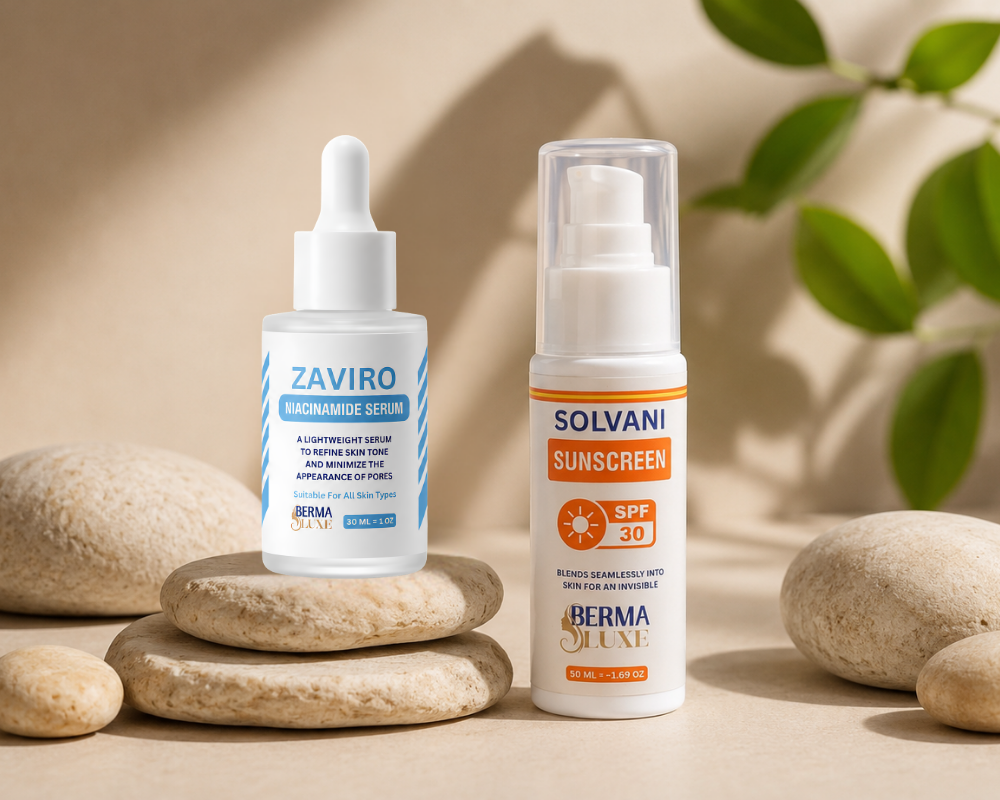 Zaviro Niacinamide serum and solvani sunscreen spf 30
